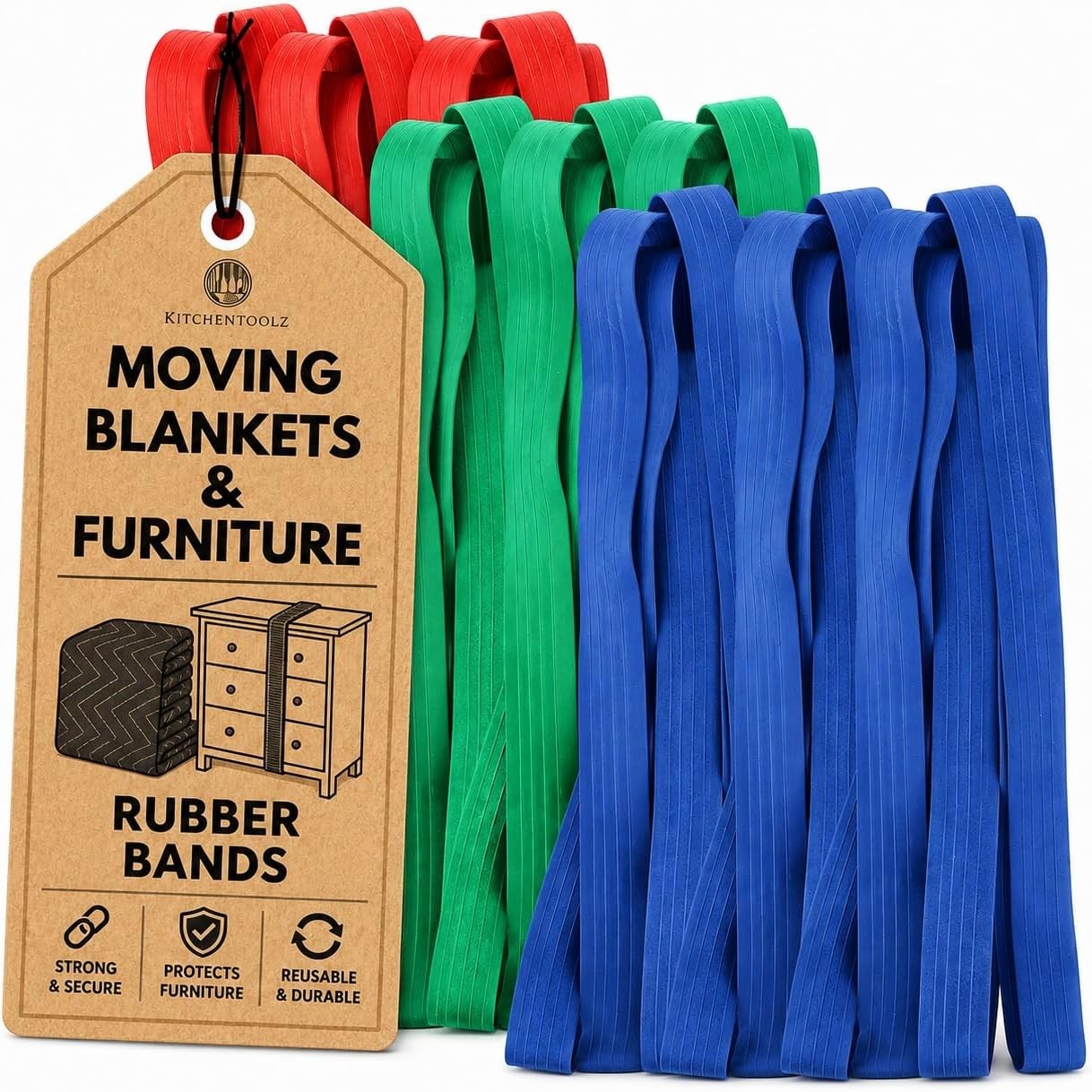 Heavy Duty Rubber Bands Pack 30 36 42 Inches for Moving Furniture Packing