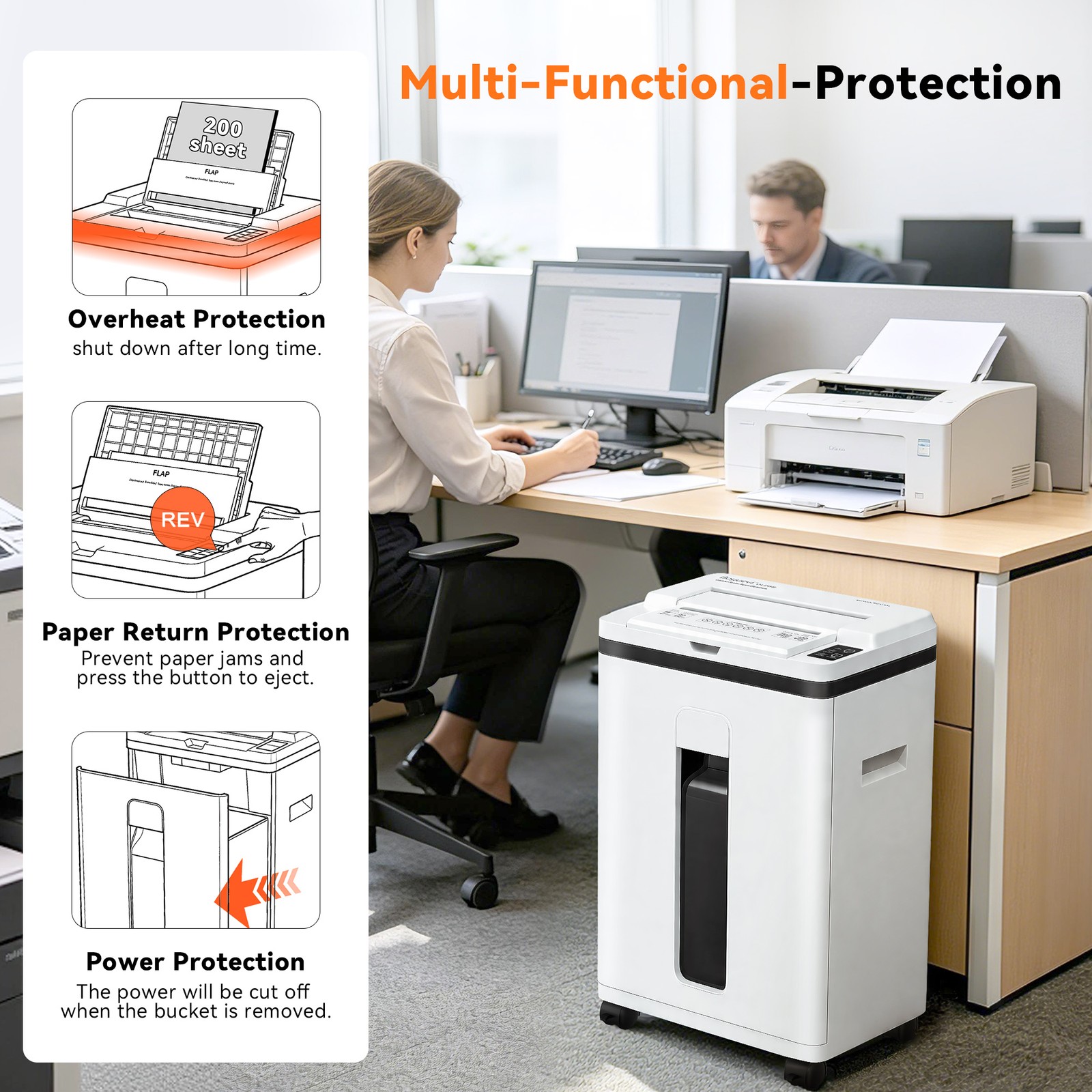 QUIETLEMON 200-Sheet Auto Feed Paper Shredder P-5 Micro Cut Office Home New