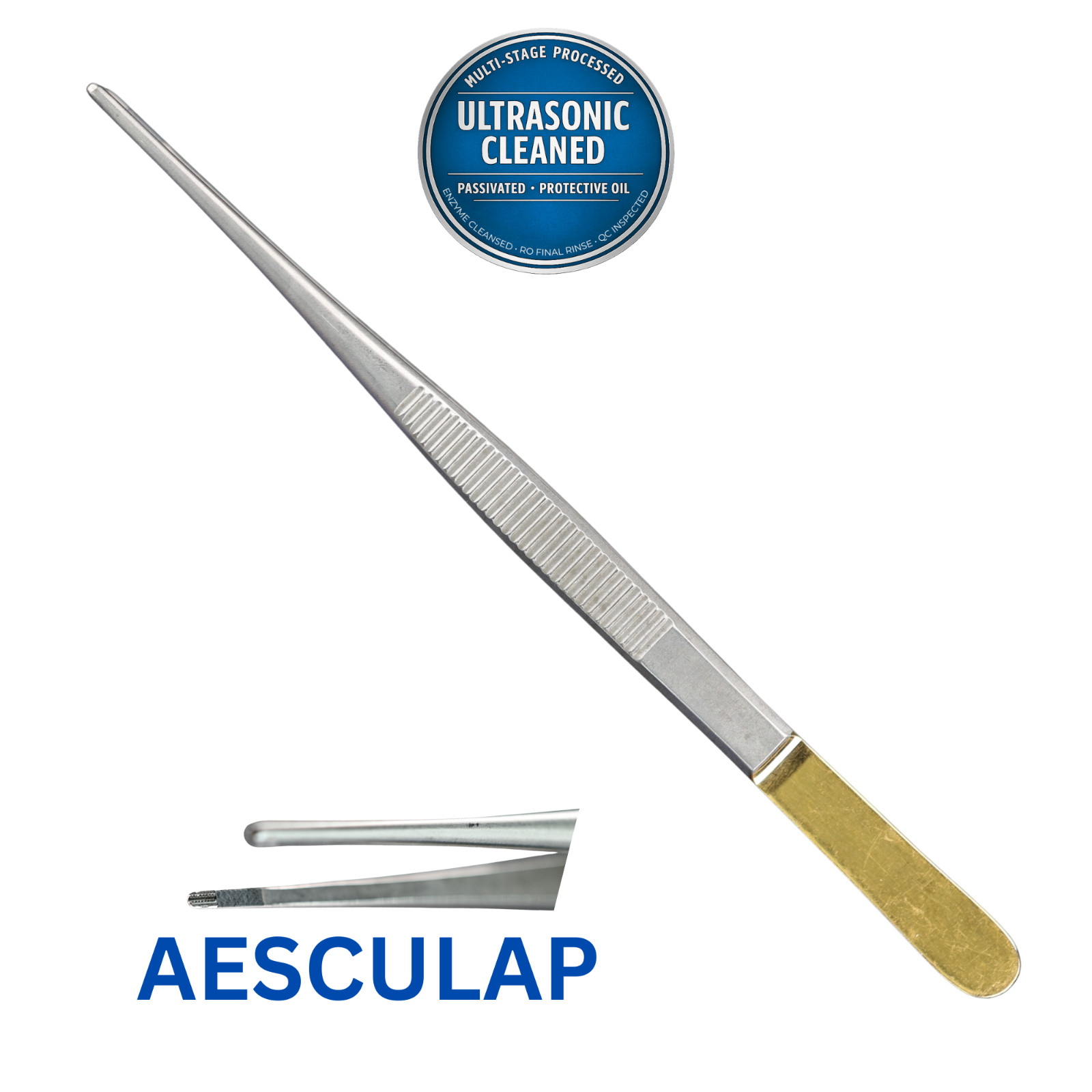 AESCULAP US117 DeBakey-Pattern Dressing Forceps, Serrated, TC, Straight, 6.25″