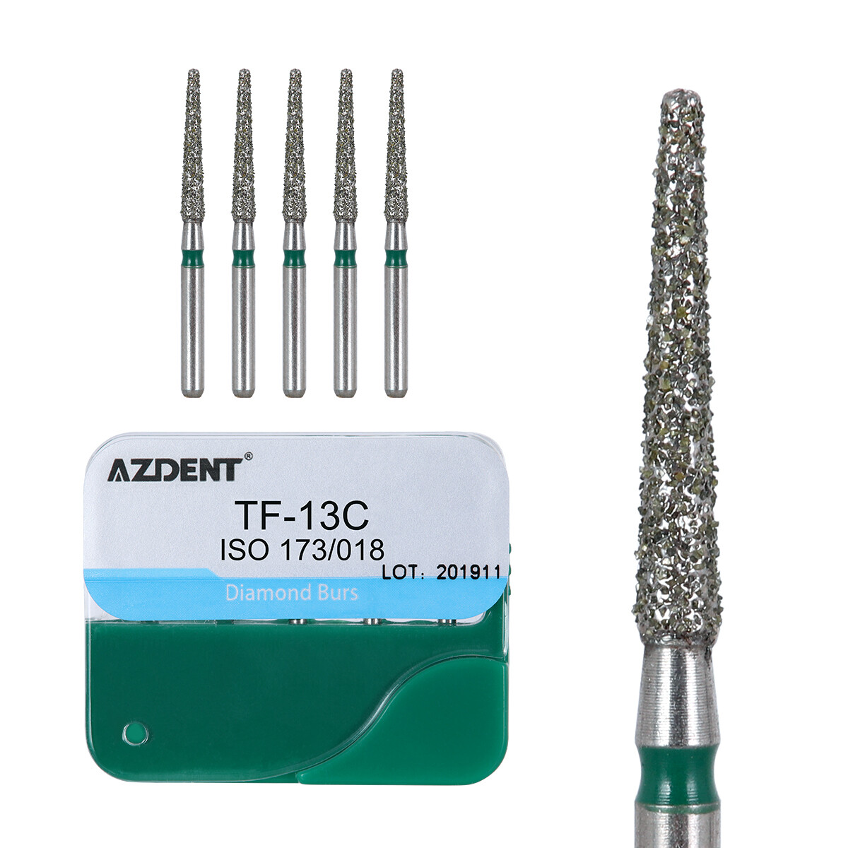 AZDENT 100Pcs Dental Diamond Burs for High Speed Handpiece Medium FG 1.6MM