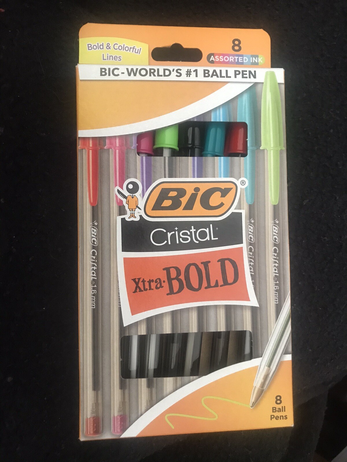 BIC Cristal Xtra Bold Ballpoint Pen, Bold Point Assorted Color 8 ct