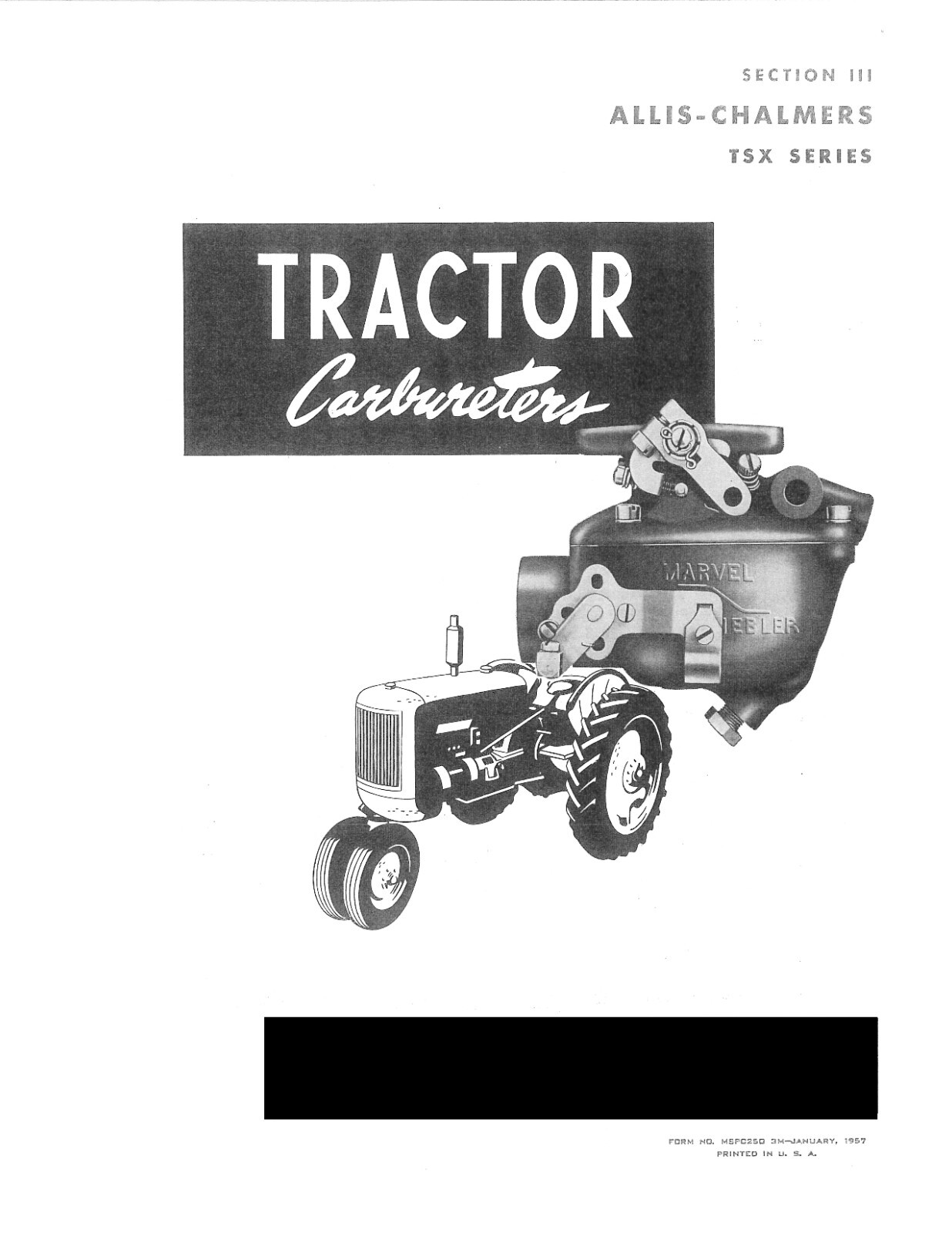 Identification Chart Marvel Schebler Tractor Carburetor Sec. 3 Allis Chalmer TSX