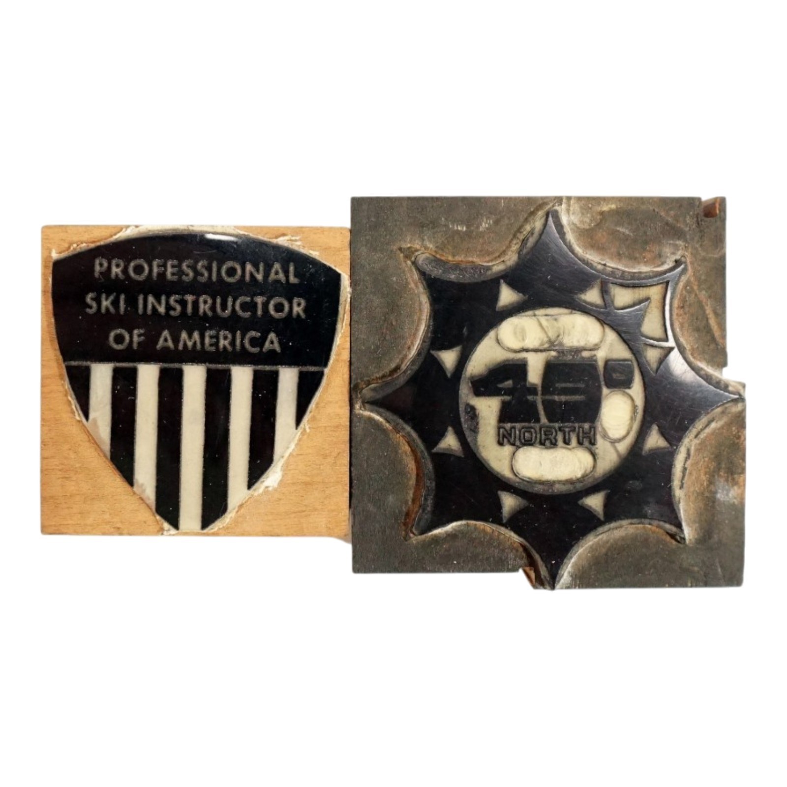 Vintage Professional Ski Instructor of America 49 Degrees North Printing Blocks