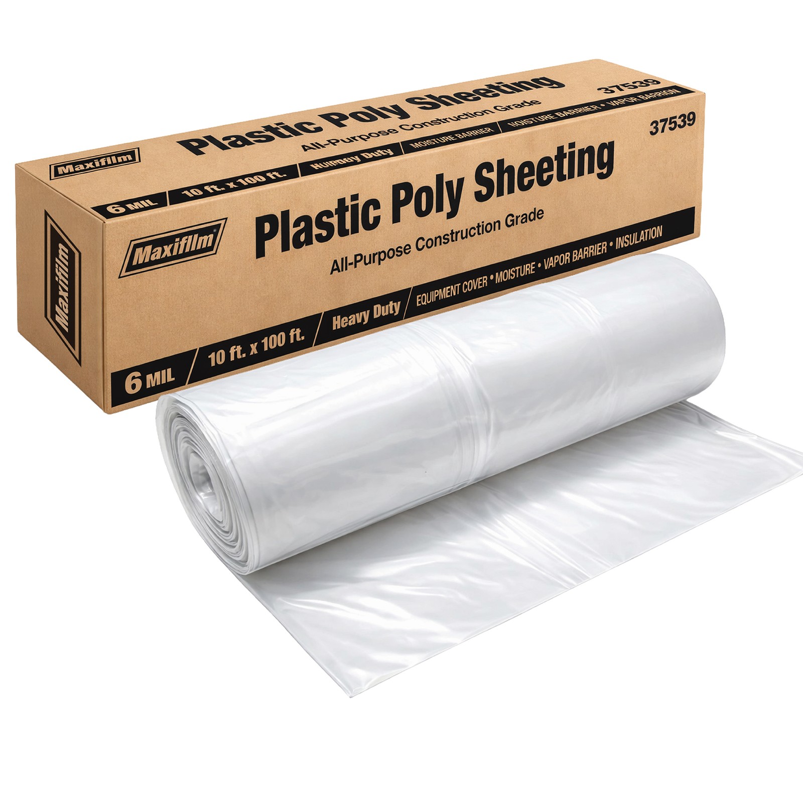 Lauco Heavy Duty Plastic Sheeting 10′ x 100′ Roll, 6 Mil Clear Polyethylene