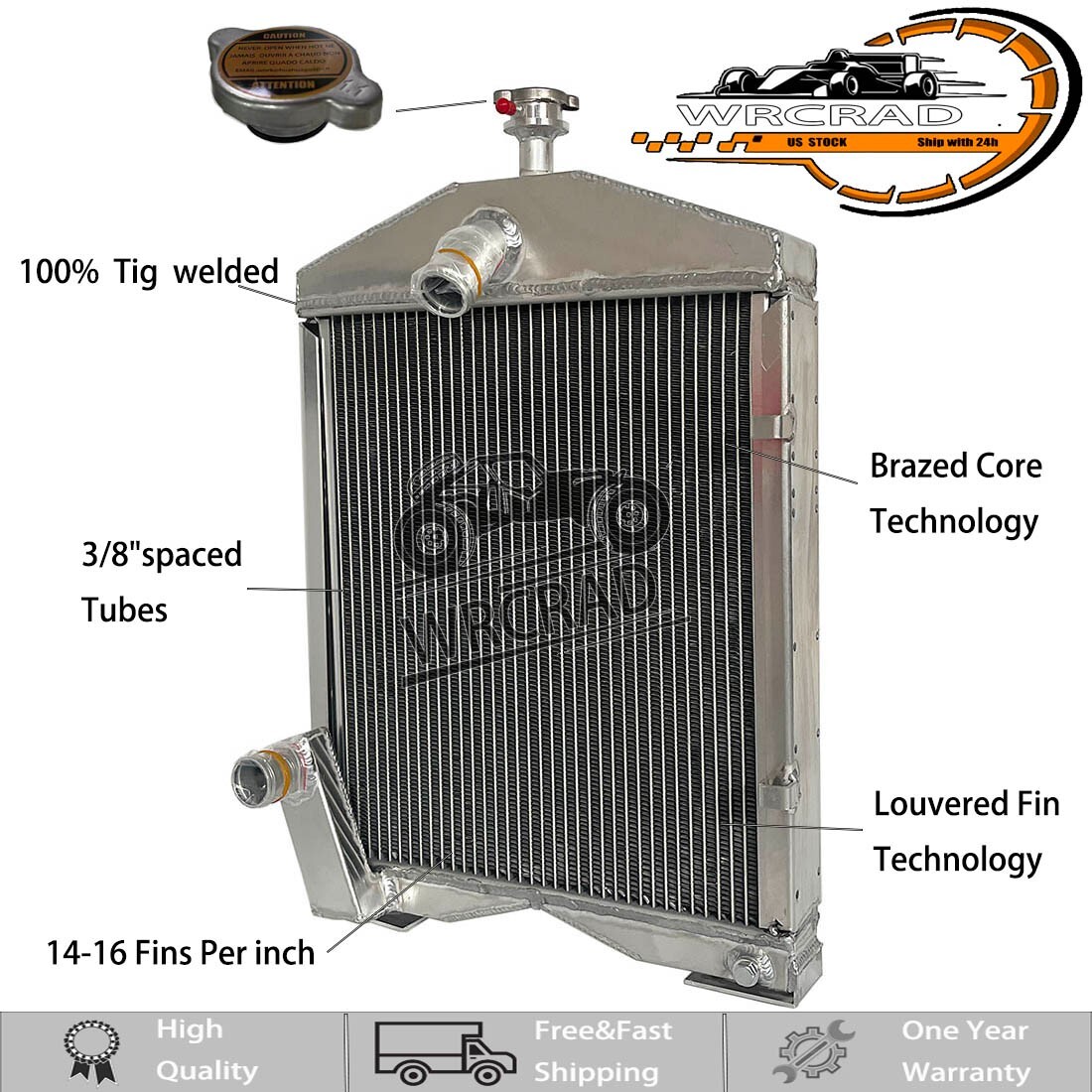 8N8005 Full Aluminum Tractor Radiator Fit Ford 8N 9N 2N Models 86551430