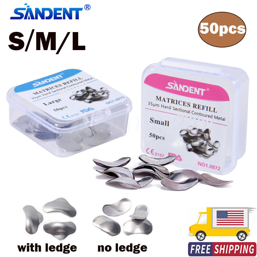 Dental Metal Matrices Matrix Band Sectional Contoured Refill Box S/M/L USA