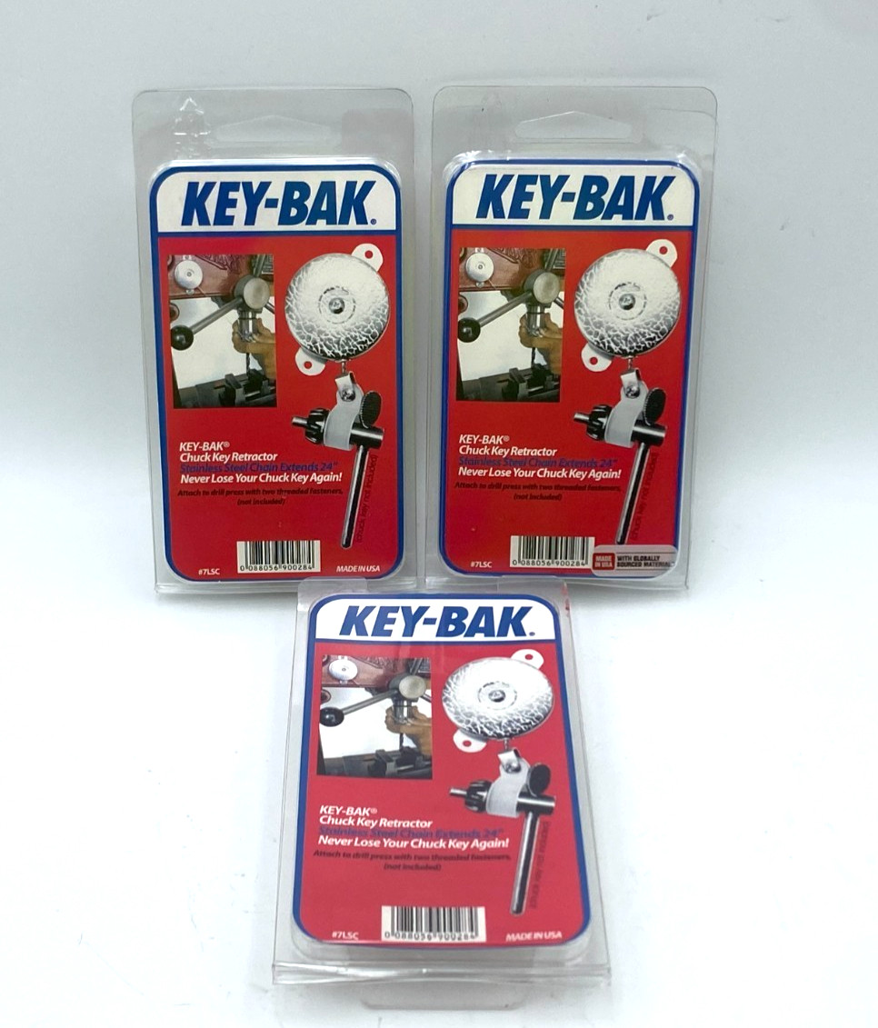 KEY-BAK 7LSC Retractable Key Reel 24″ Cord Heavy Duty Mount Base Lot of 3 NEW