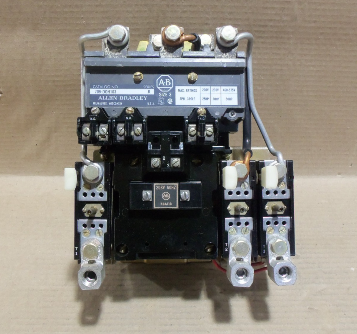 Allen Bradley 709-DOH103 Ser. K Size 3 Motor Starter 3PH 3P 208V Coil