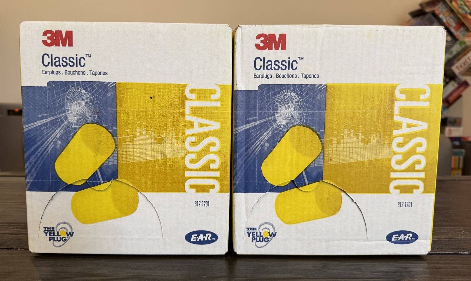 2 Packs 3M E-A-R Classic Uncorded Earplugs 312-1201 NRR 29dB Yellow 400 pairs
