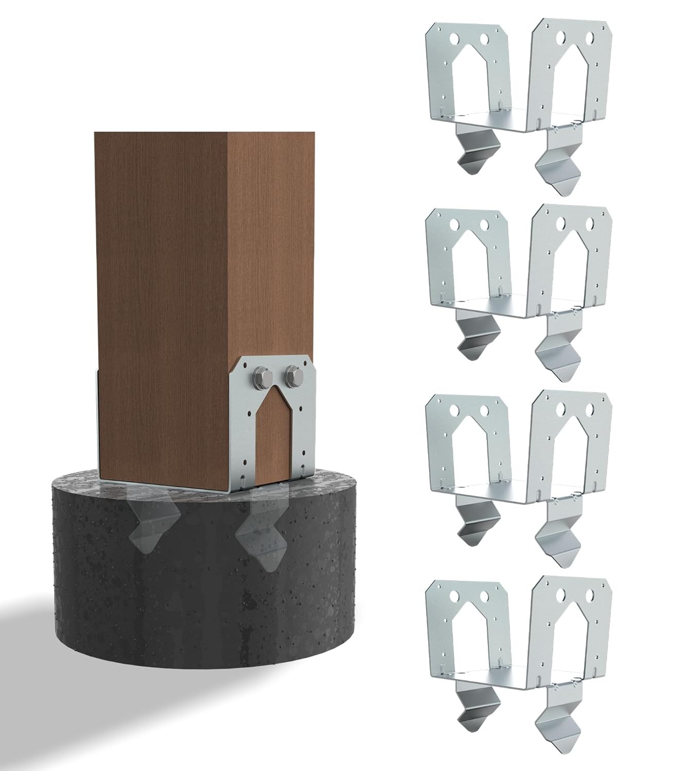 6×6 Concrete Deck Post Anchor Base for 5.5″ Wood Post Deck Fence, Pergola, Patio
