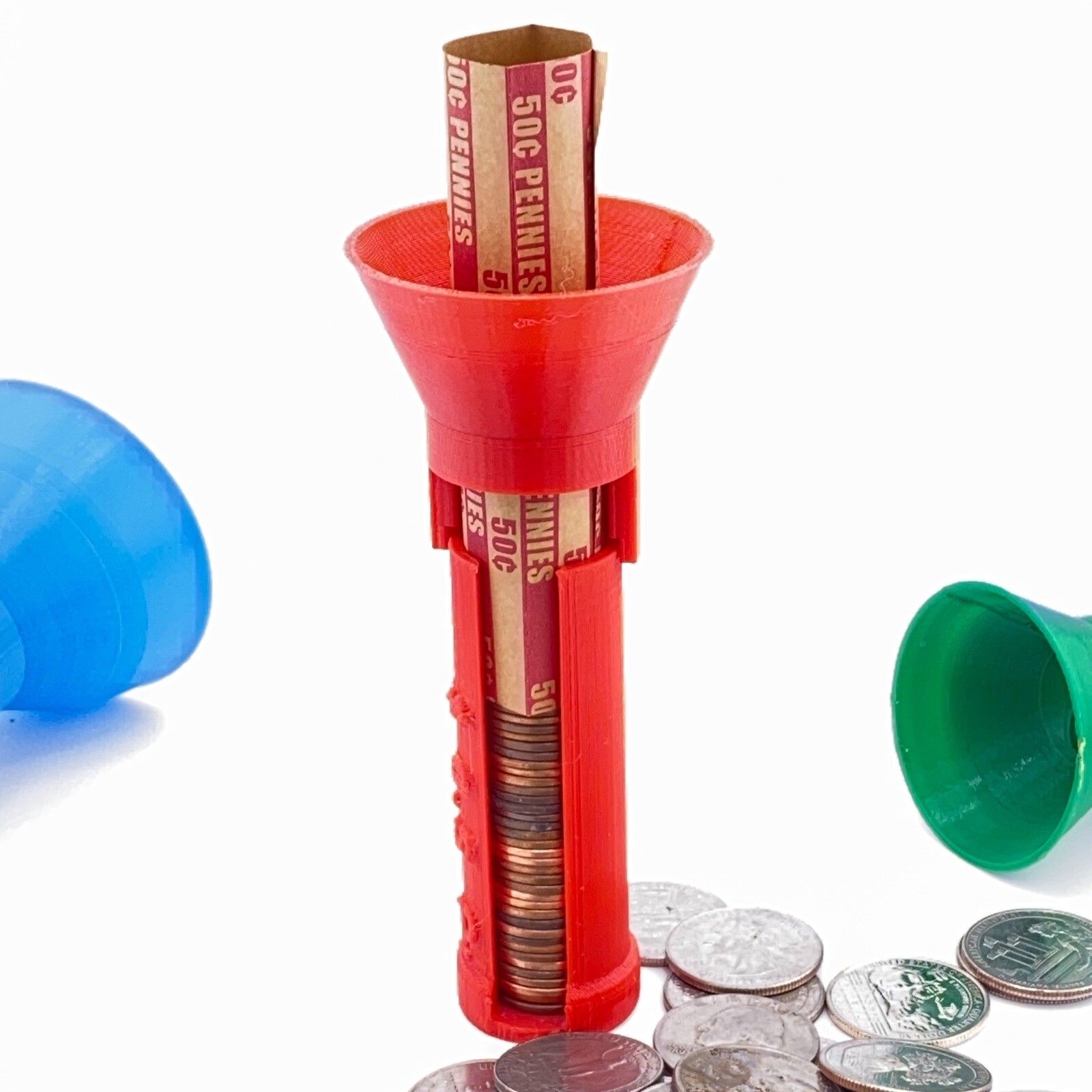3D Printed Patented Design Coin Counter & FAST WRAP TUBES W/ Inspect&Reach Gap