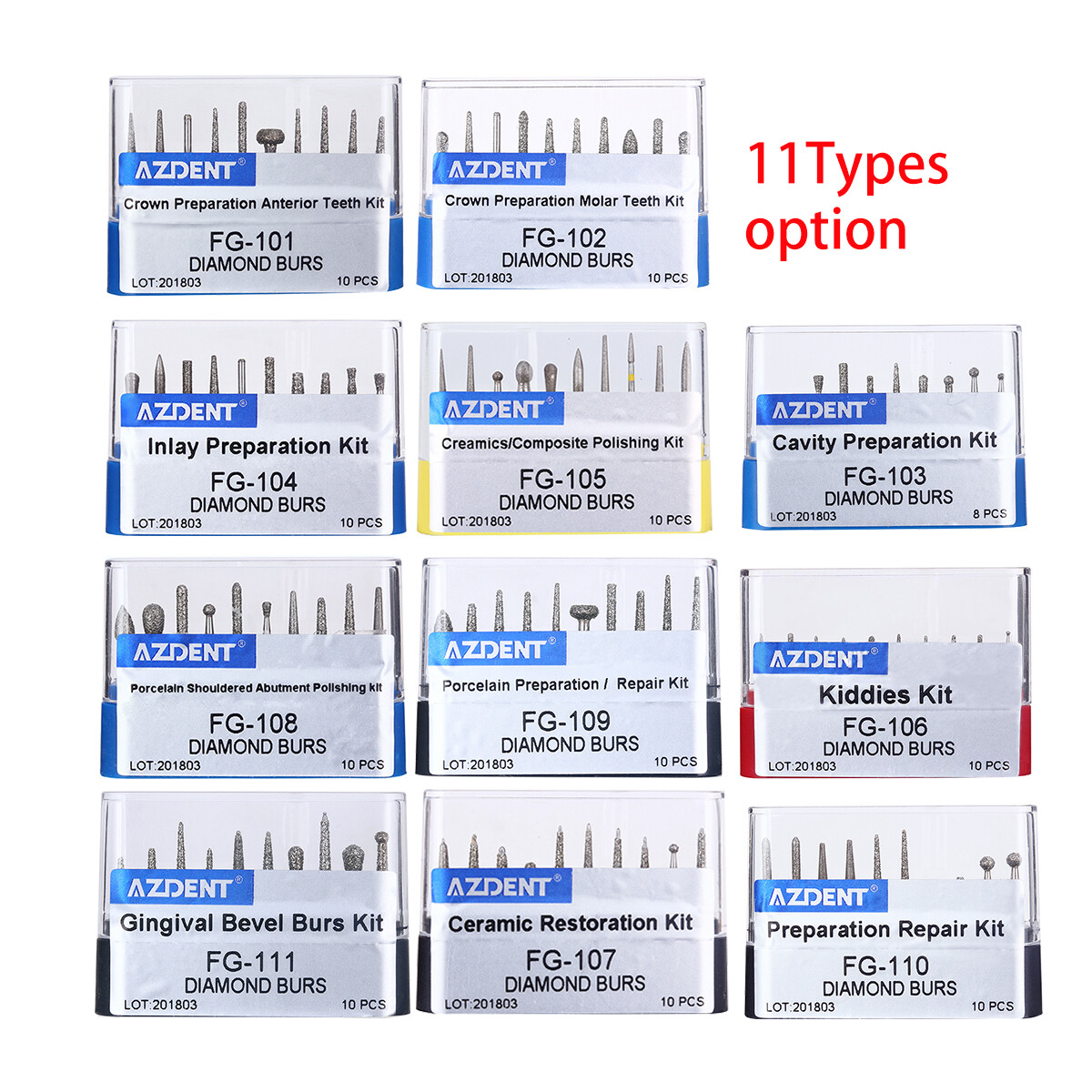 Dental Diamond Burs FG1.6mm Tooth Drill FG101-FG117 Fit for High Speed Handpiece