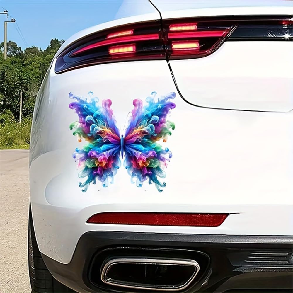 2-Pack Colorful Butterfly Car Bumper Stickers, 6 Inch Waterproof Vinyl Decal, Di