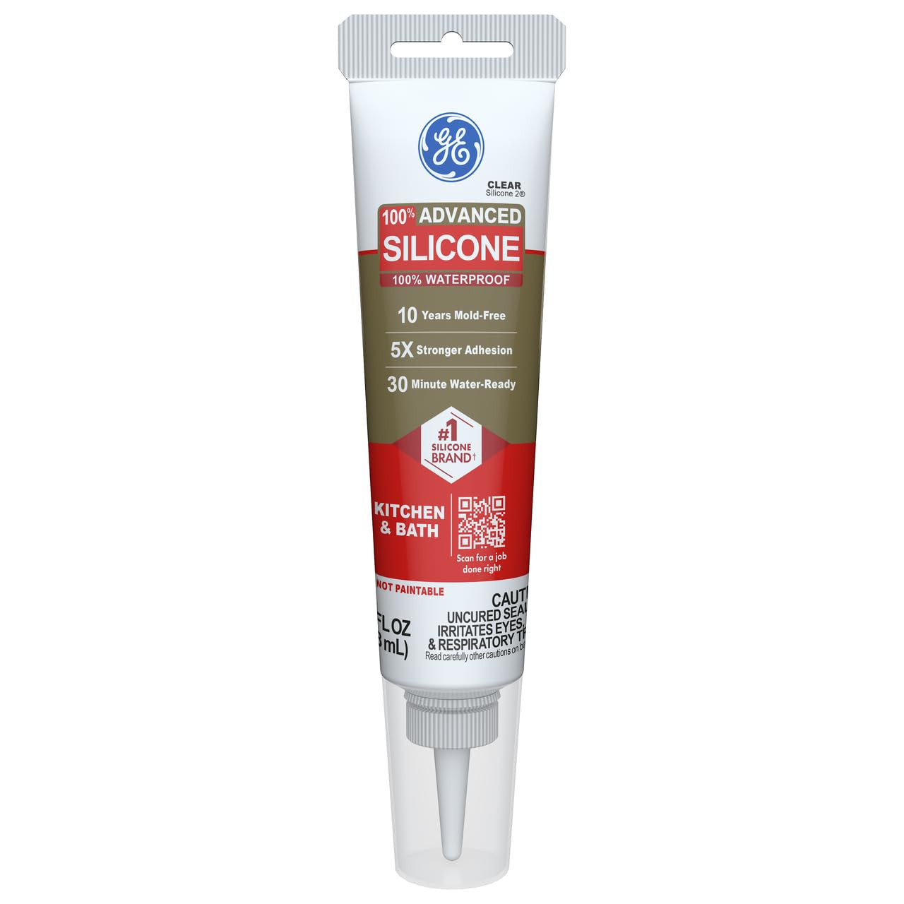 GE Advanced Silicone Caulk for Kitchen & Bathroom – 100% Waterproof Silicone Sea