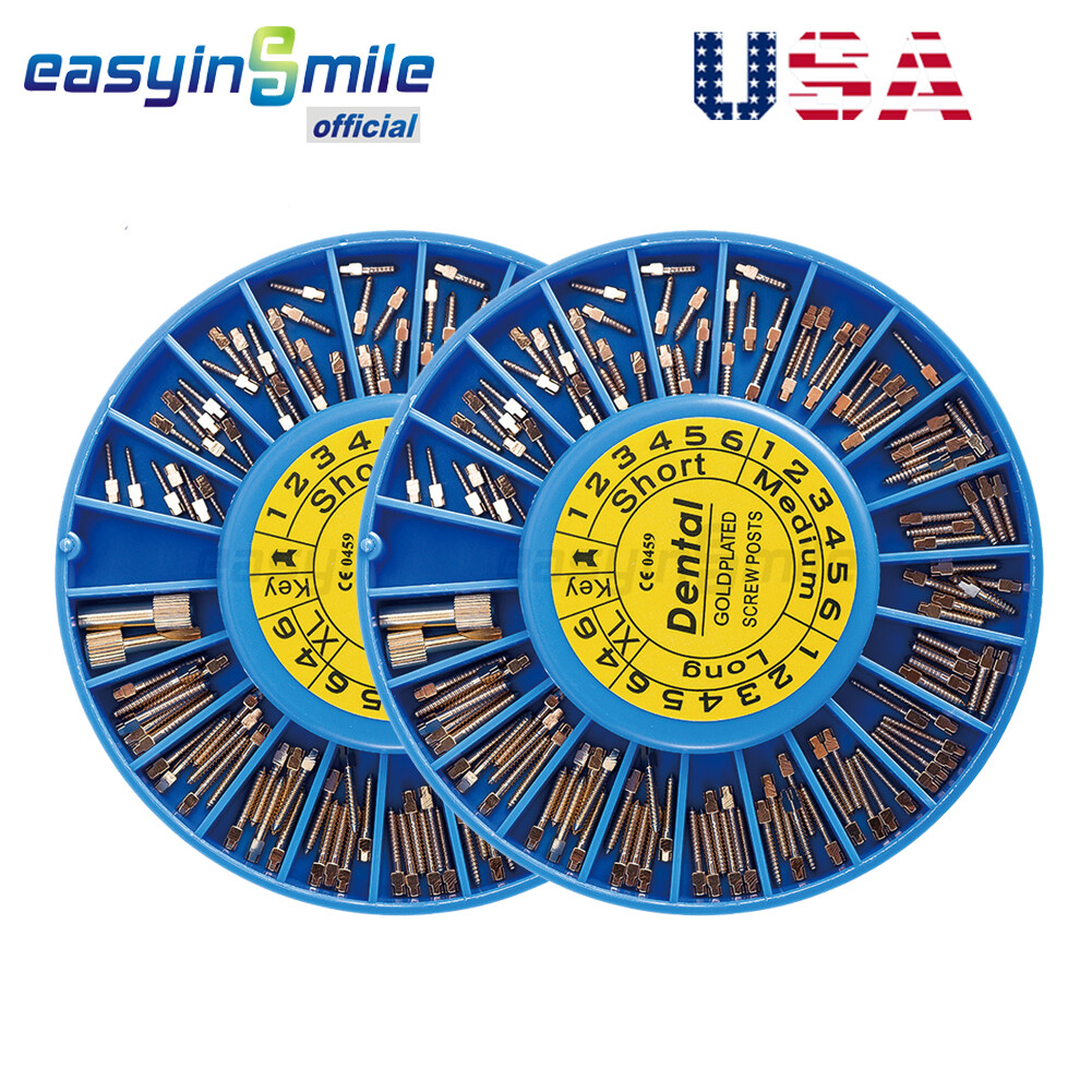 240pcs Dental Screw Post Gold Plated Completed Kit S -XL Size Refill Easyinsmile