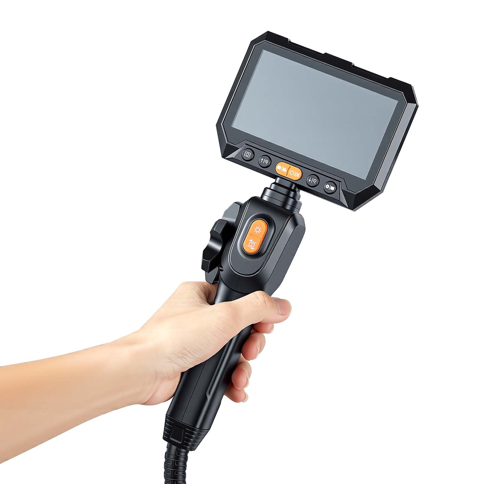 Uimoso Dual-Lens 2-Way Articulating Endoscope with 5″ Split-Screen Display