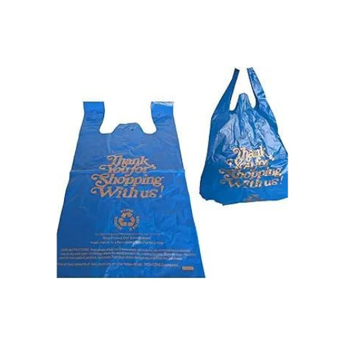 12×6.5×22 Inches Blue Plastic Shopping Bags for Grocery Takeout Retail 800 Pcs