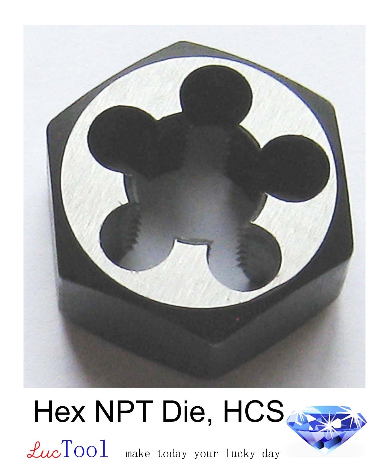 1-11 1/2 NPT Hex Pipe Die 2-1/8 Hex OD High Carbon Steel for Taper Thread Repair