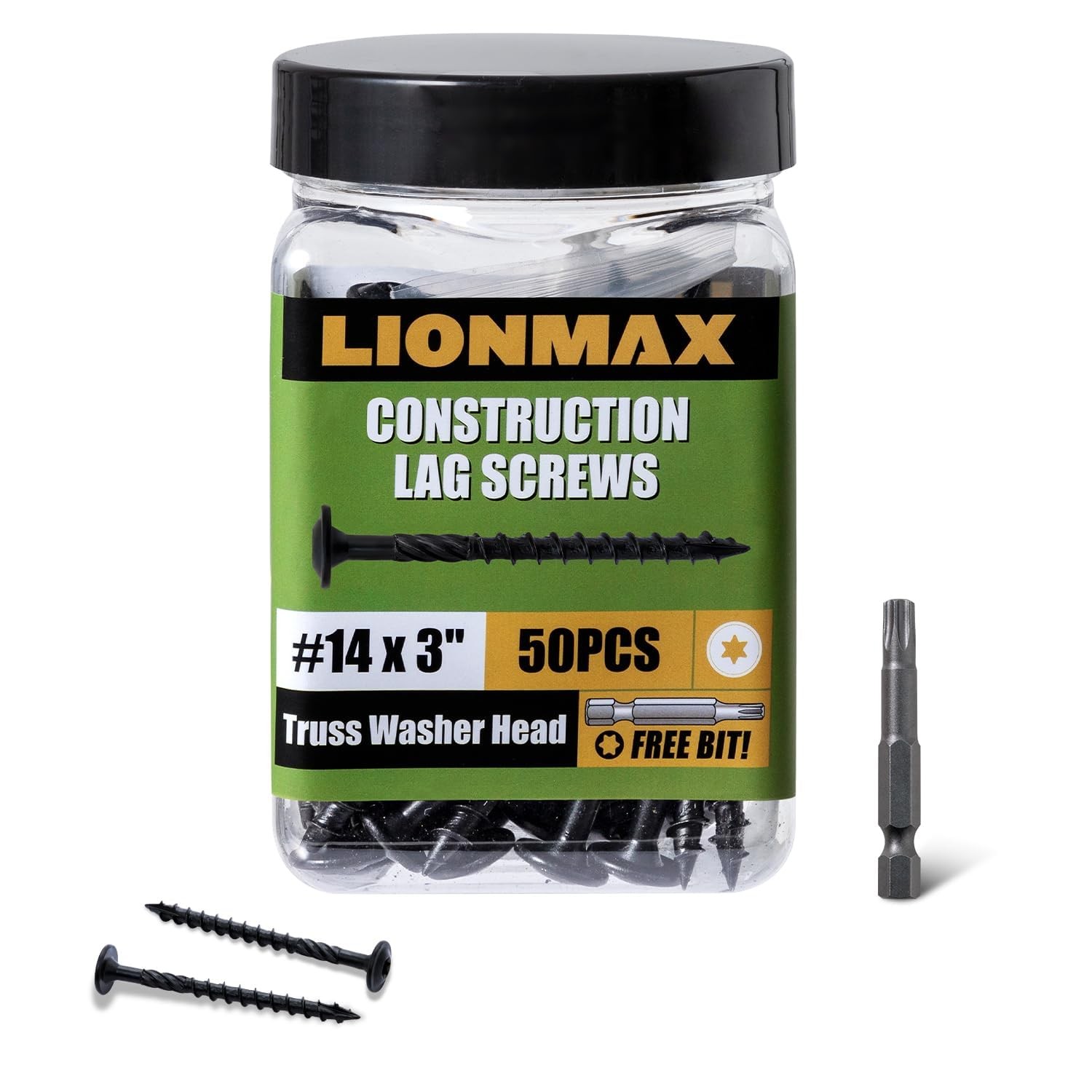 3 Inch, Structural Wood Screw #14 x 3, 50-PCS Heavy Duty Construction