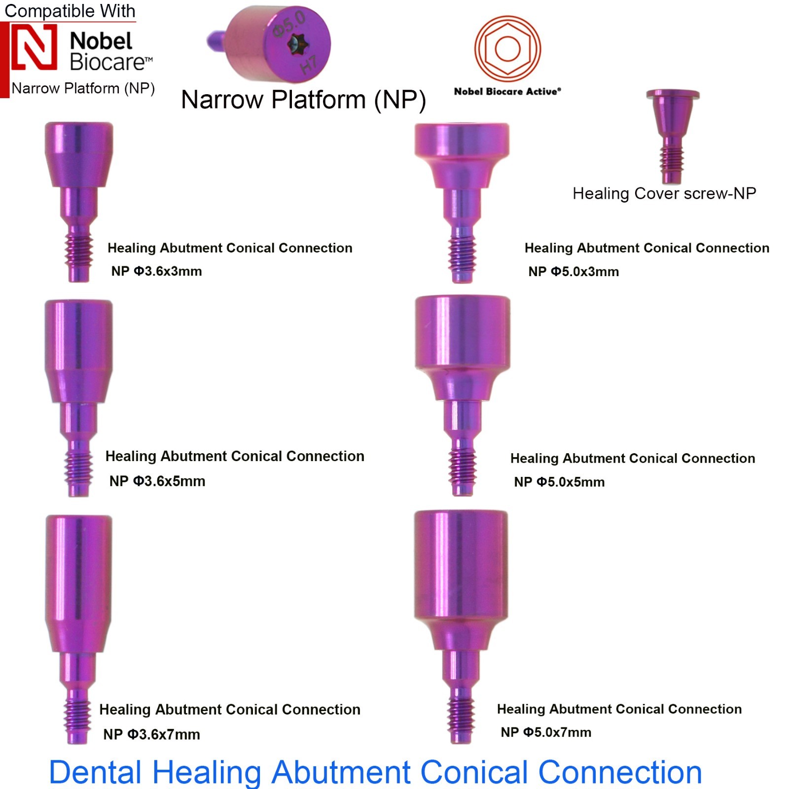 Ti Healing Cap Abutment Fits ITI Straumann Nobel Hiossen OSS DIO Implant system