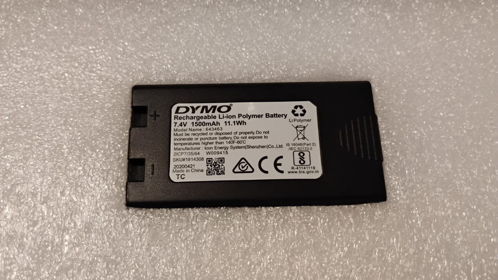 DYMO XTL 643463 Rechargeable Battery 7.4V for 500TS, WPnP, XTL 300