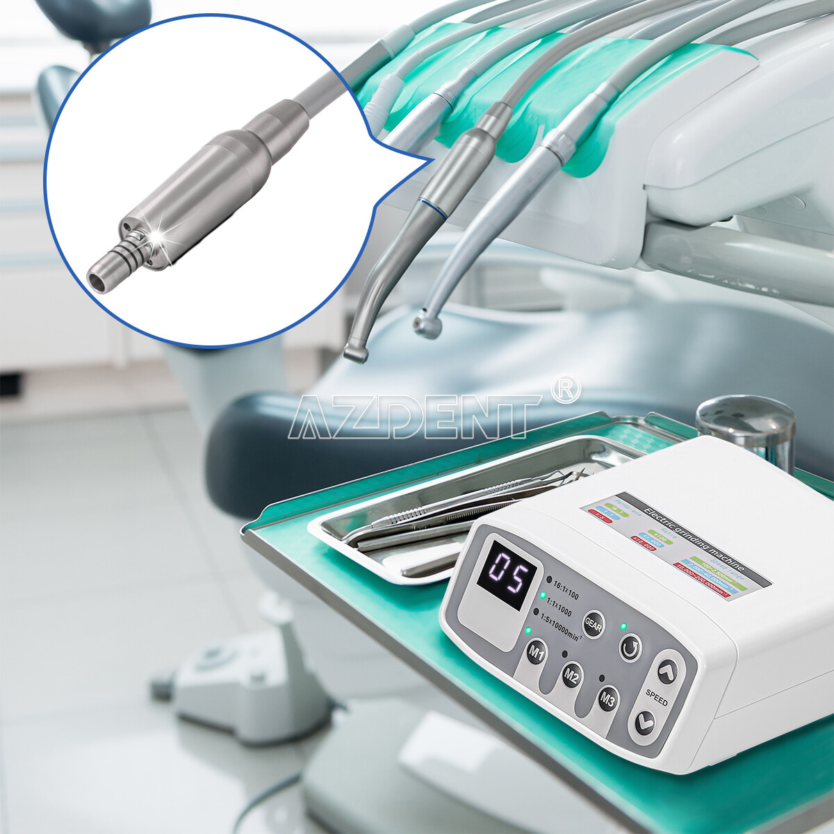 USA Dental LED Electric Brushless Micro Motor /1:5 Increasing Handpiece /FG Burs