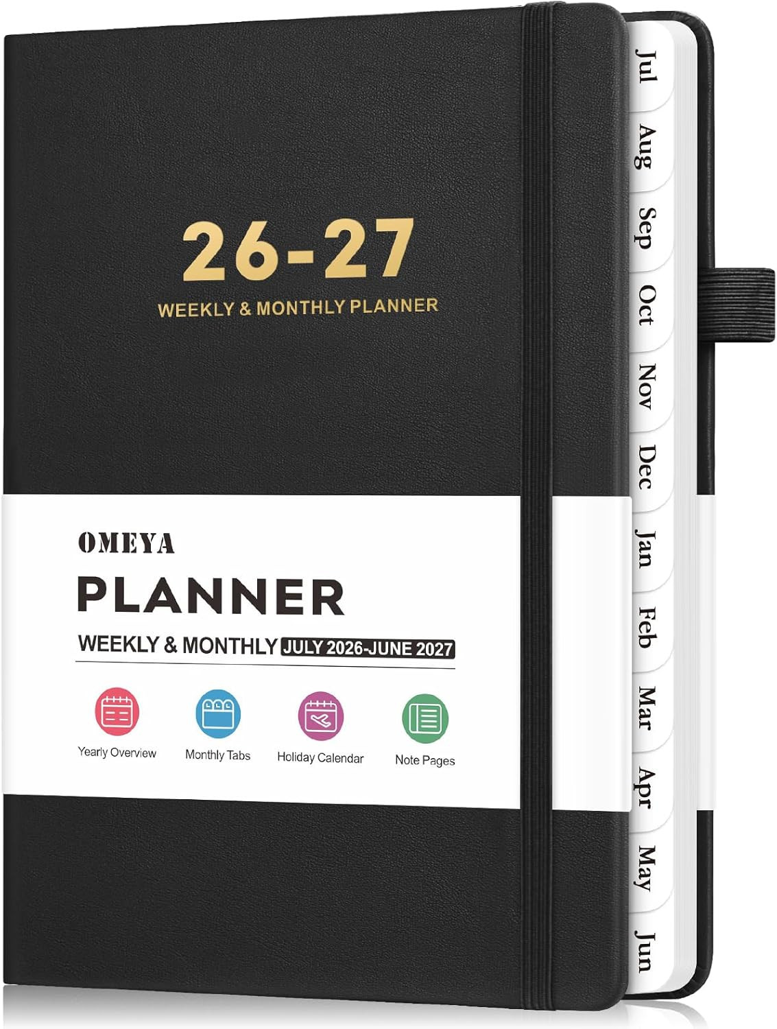 Leather Academic Planner 2026-2027: A5 Black Business Weekly & Monthly Planner f