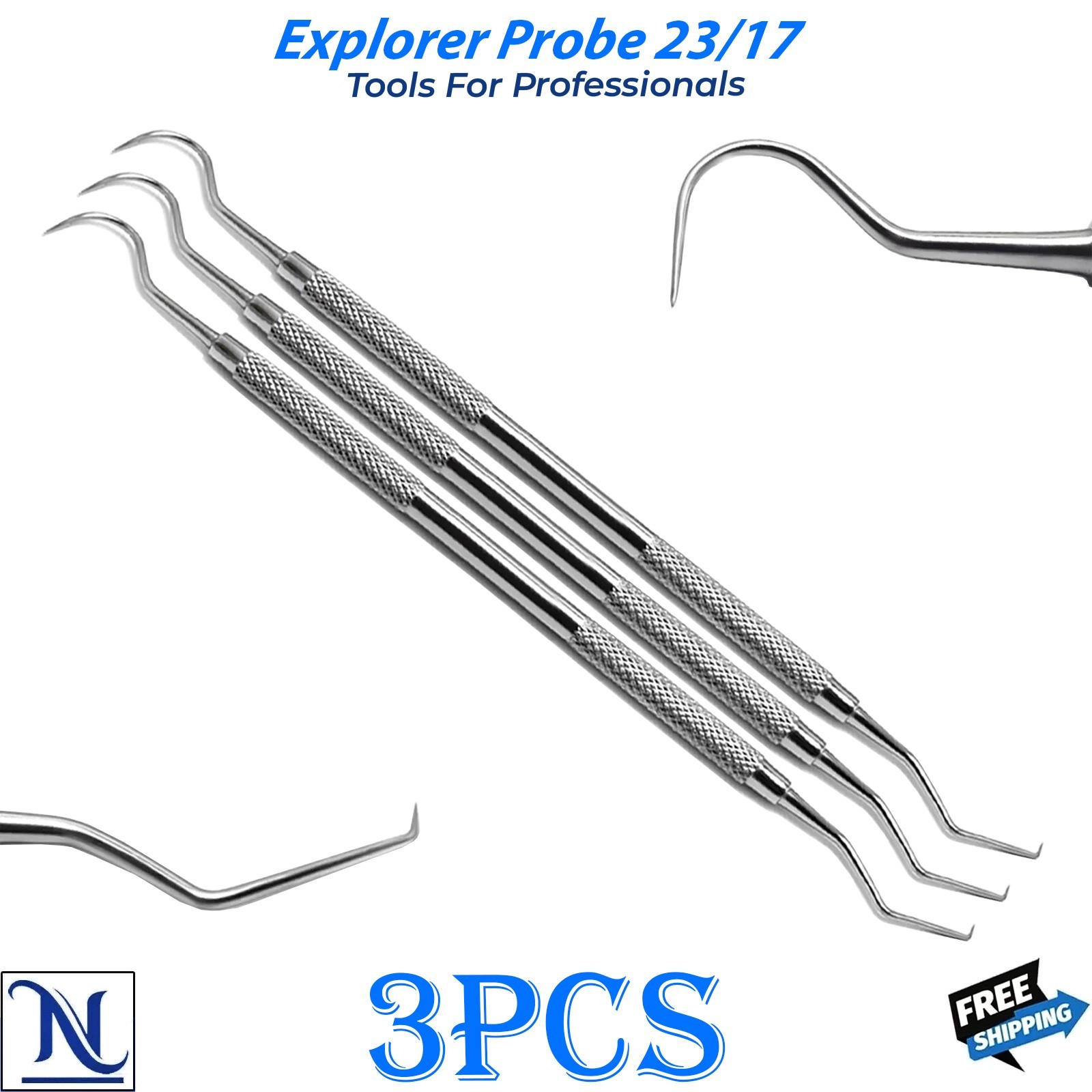 Professional Dentist Explorer Probe 23/17 Stainless Steel Dental Tool