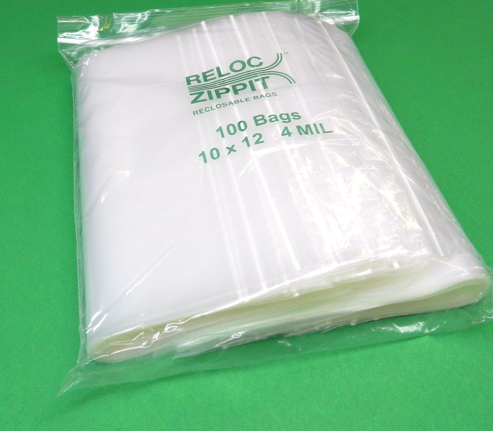100 Reloc Zippit 10×12 4mil Bags Reclosable Heavy Duty Clear Bag Plastic 10 x12″