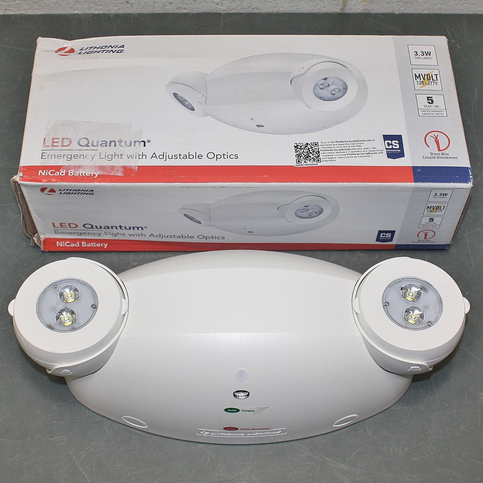 Lithonia Lighting LED Quantum Emergency Light ELM4L, 120-277V AC, NiCd Battery