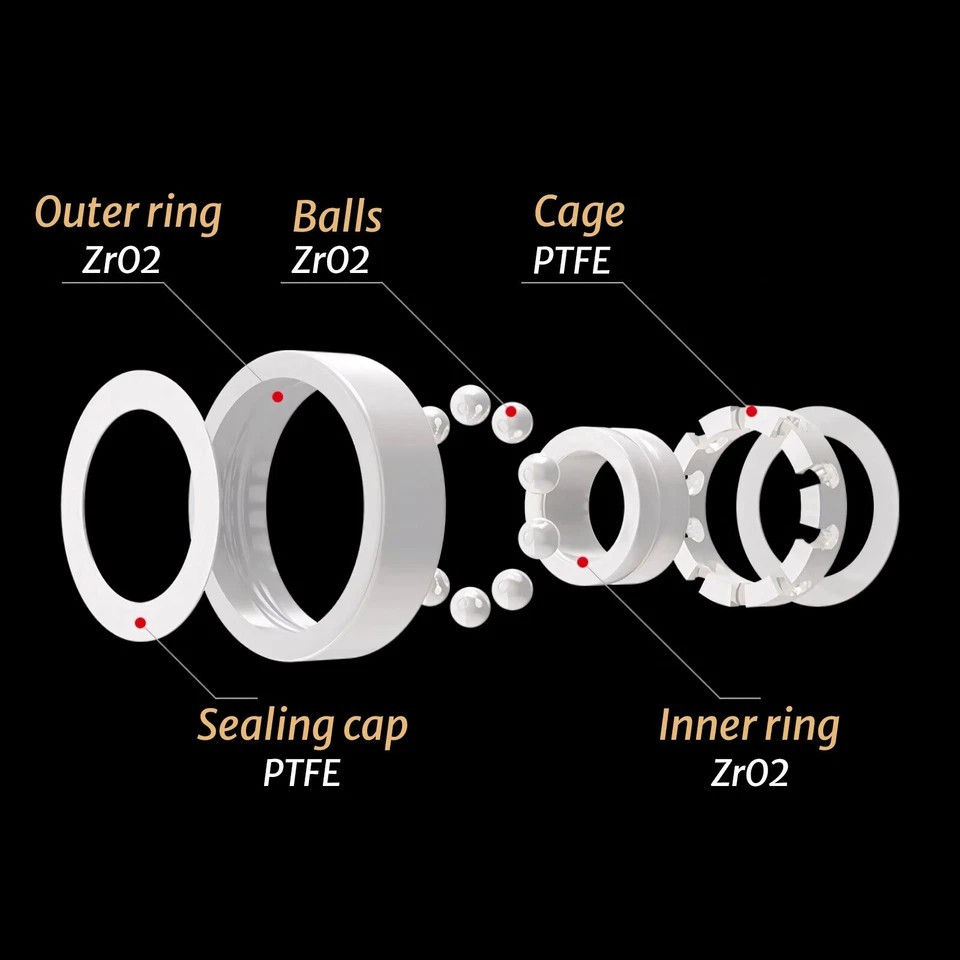 ZrO2 Zirconia Full Ceramic Ball Bearing Double Sealed 2RS Resistant Corrosion