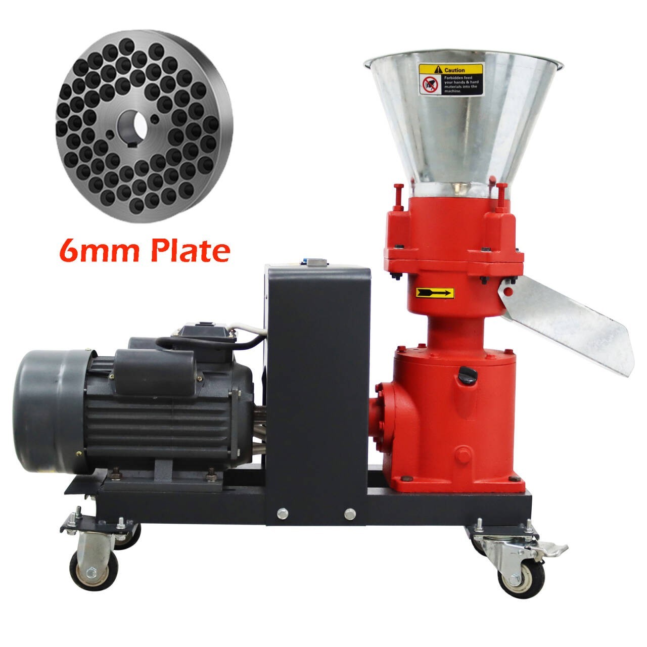 220V 6mm Animal Feed Pelletizer Feed Pellet Mill Machine 3 Head Rollers 150KG/h