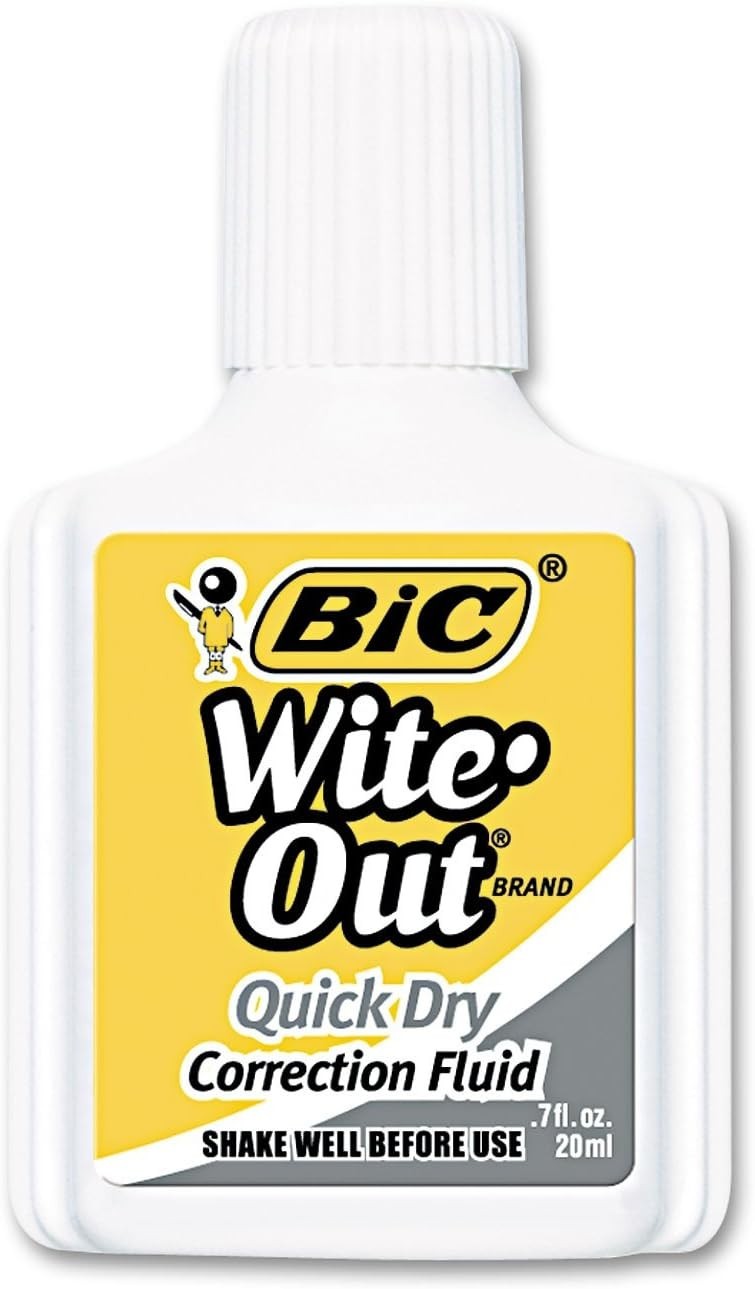 BIC Wite-Out Quick Dry Correction Fluid, 20 mL, 3 Count (Pack of 1), White