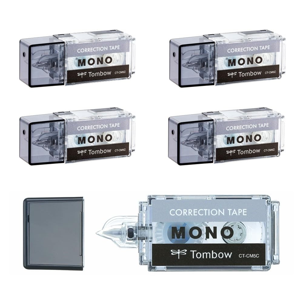 5 PCS Black CTCM5C105P MONO Pocket Correction Tape 5mm 0.2 Inch x 13.1Ft 4m