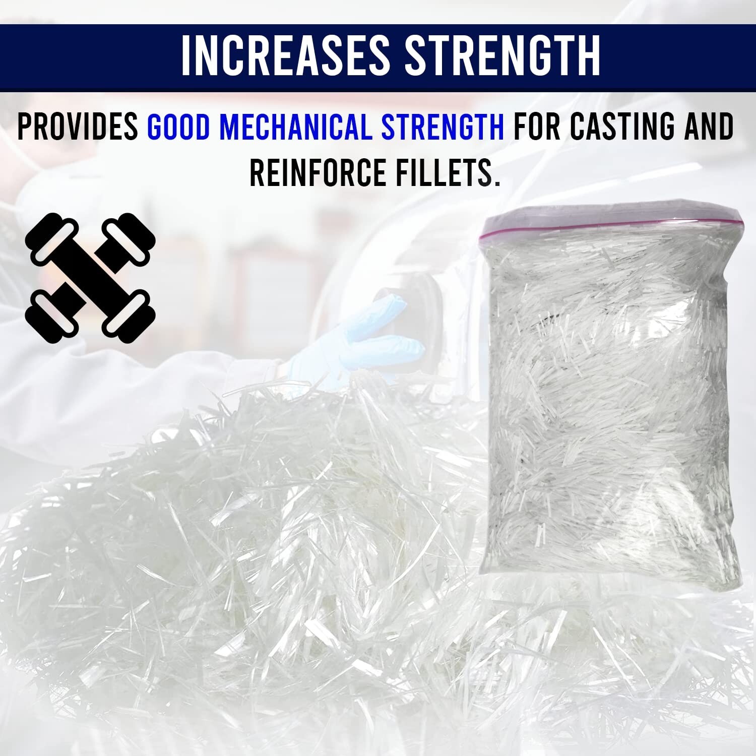 1 Pound – 1/2″ Chopped Glass Fiber Strands – 100% E-Glass Fiber