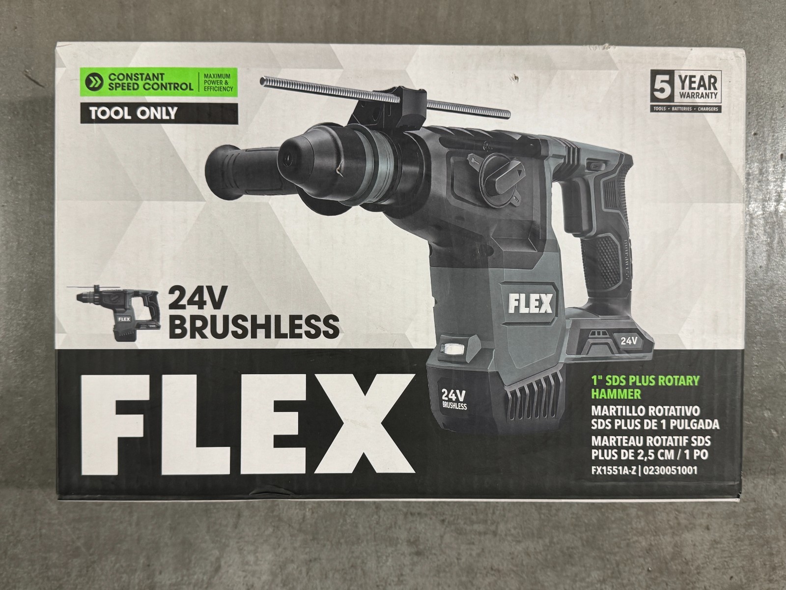 Flex 24V 1-in SDS Plus Variable Speed Cordless Rotary Hammer Drill FX1551A-Z