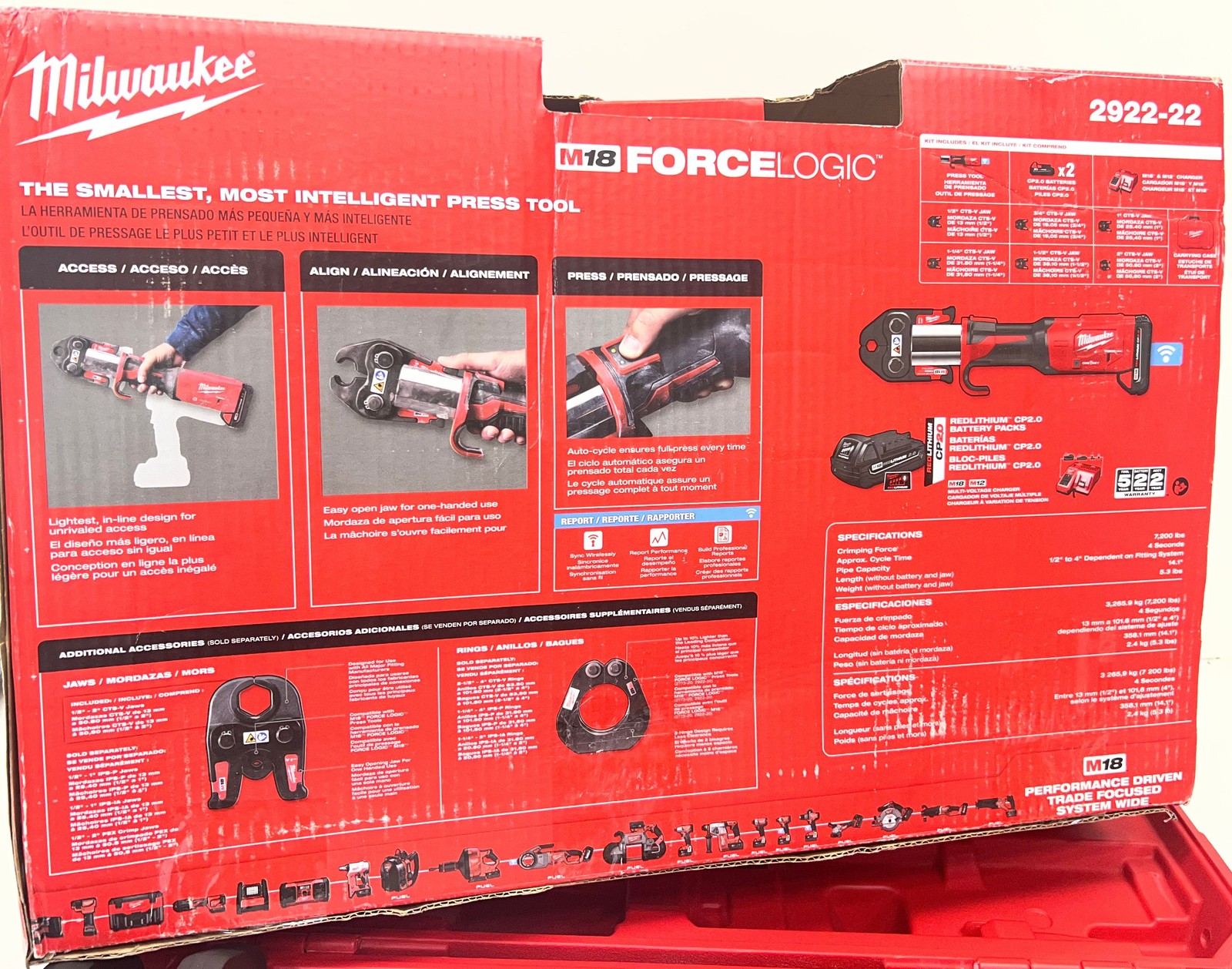 Milwaukee 18V Cordless FORCE LOGIC Press Tool 1/2 in-2in. Jaws 2922-22