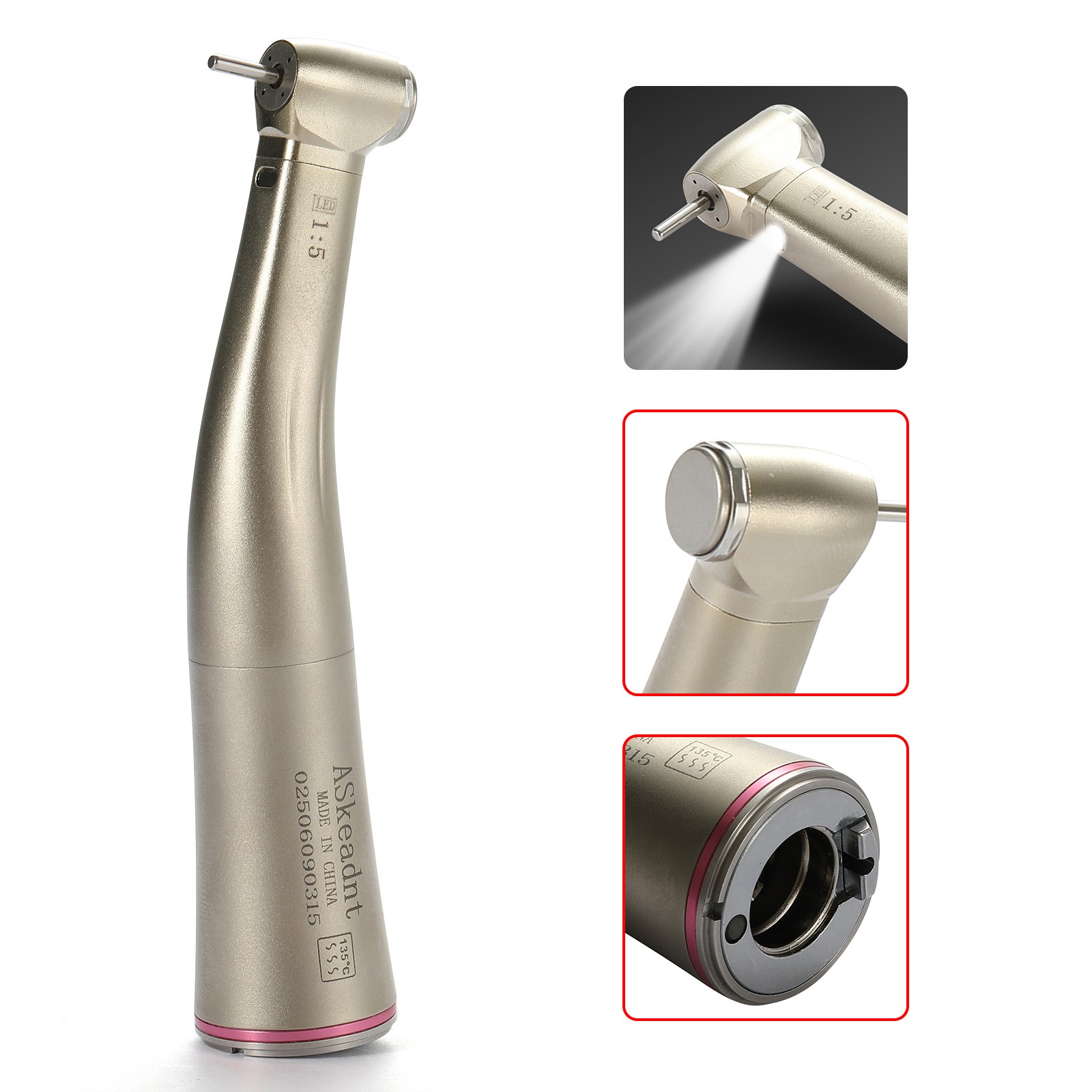 NSK Style Dental 1:5 Increasing Contra Angle Fiber Optic Handpiece E-type Motors