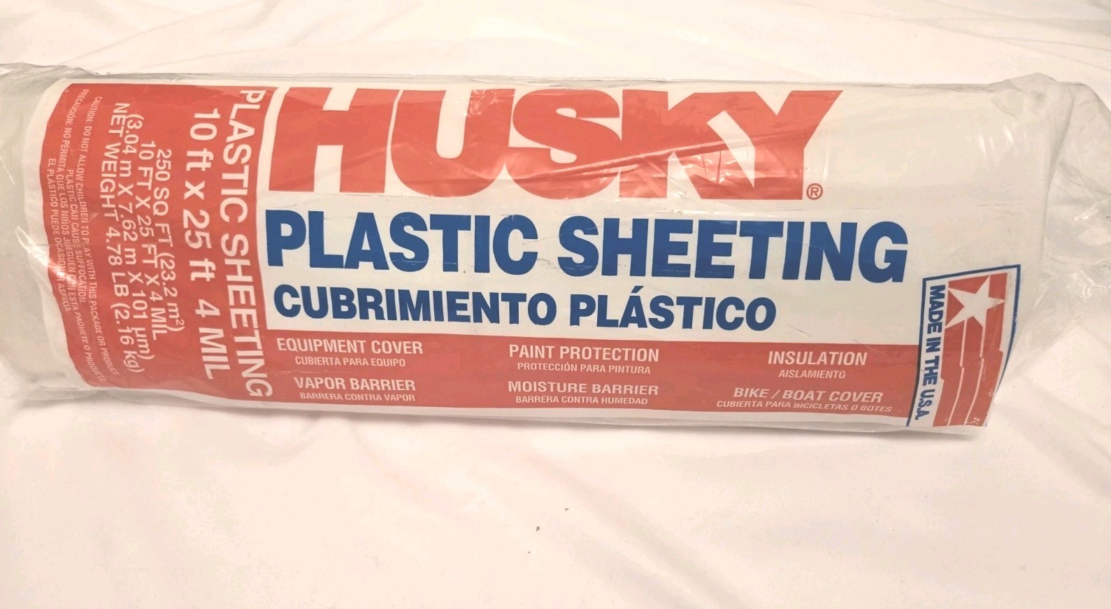 3.5 Mil 10 ft x 25 ft Plastic Sheeting Clear 4 Mil Thick Poly America 41025C NEW
