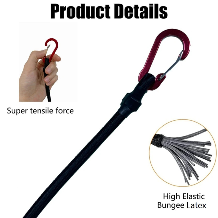 5 Types Stretch Elastic Ropes 8MM Bungee Cords with Hooks Lightweight Bikes Tie