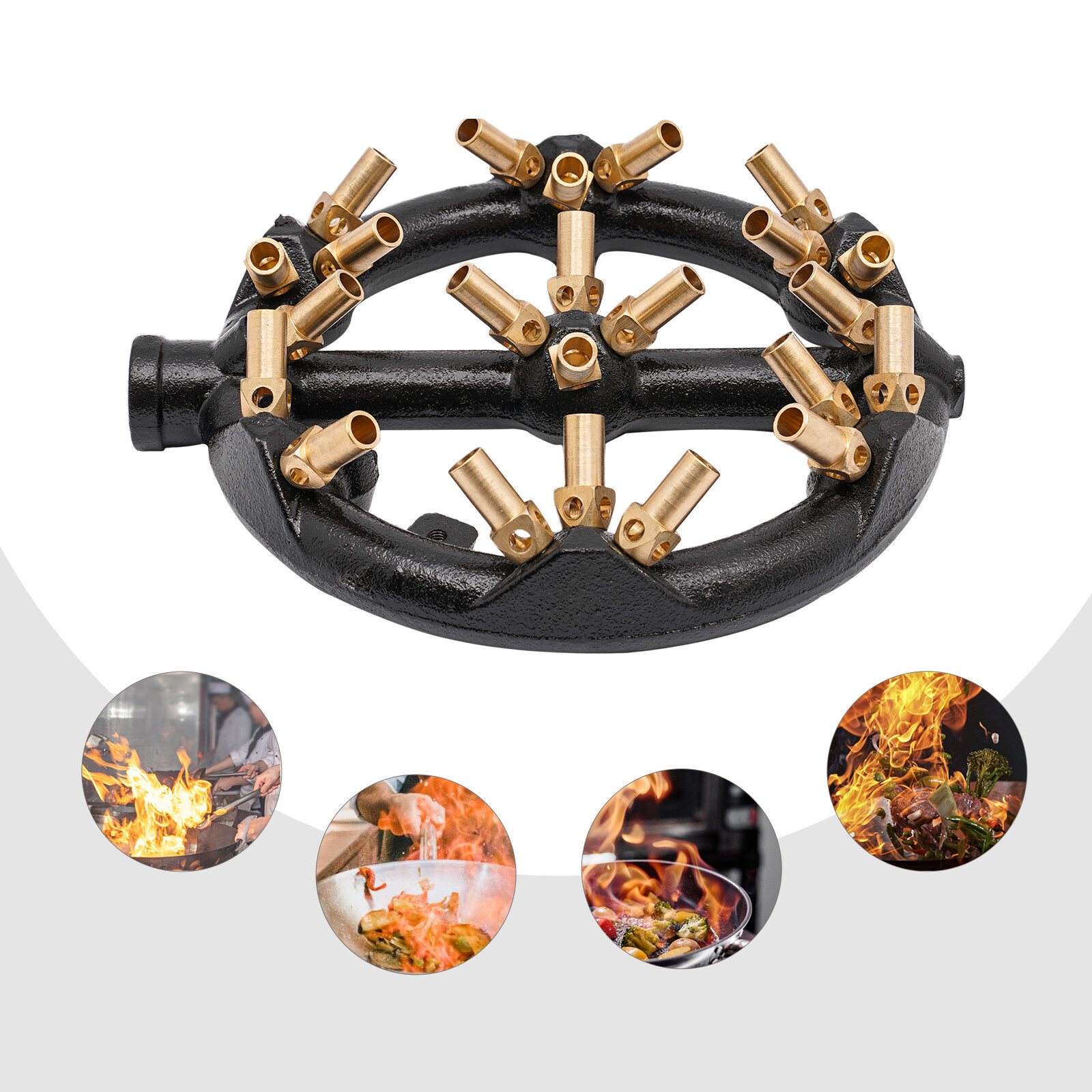 Jet Burner with 23 Heads Tips of Natural Gas Intake Chinese Wok Range Pot 65mm