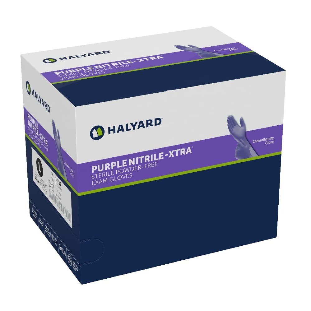 *50-Pairs* Halyard Nitrile-Xtra PF Chemotherapy Exam Glove Purple Sterile 14262