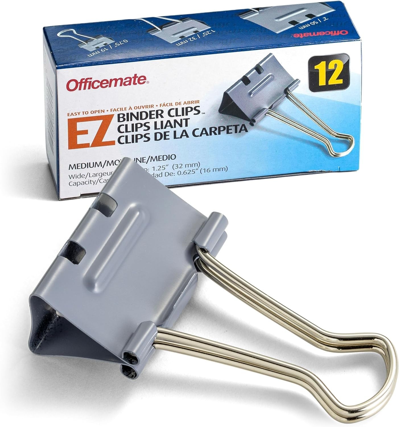 12 Durable Gray EZ Binder Clips – Strong, Easy Open Design for Paper Management