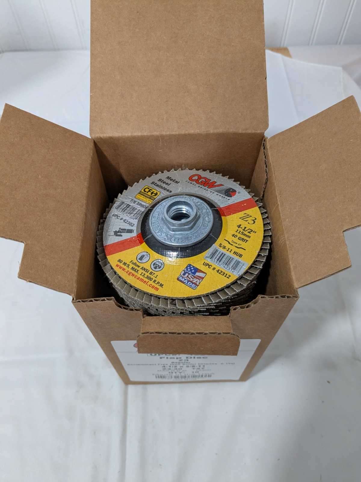 CGW Flap Disc: 4-1/2″ Dia, Zirconia Alumina, Type 27 Box of 10 42312