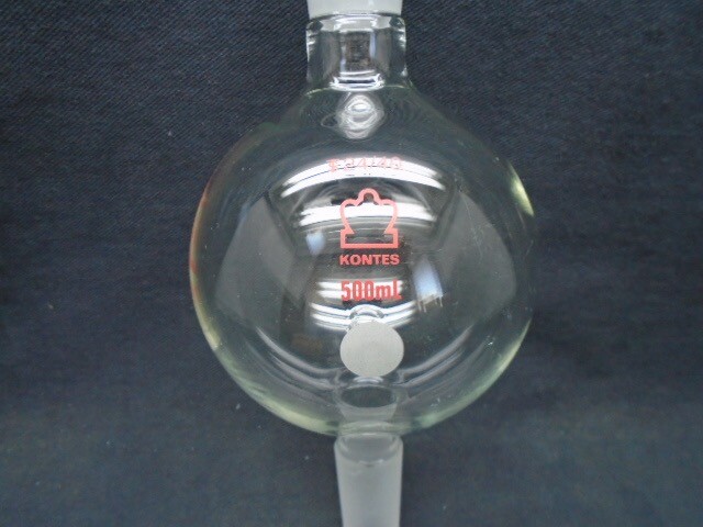 Kimble KONTES Glass 500mL Kugelrohr Single Distilling Bulb Ball Tube 24/40 Jts