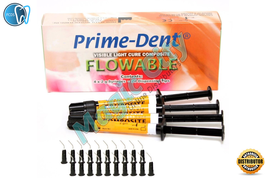 Prime-Dent Dental Flowable VLC Light Cure Composite 4 Syringe Kit – B1 Shade