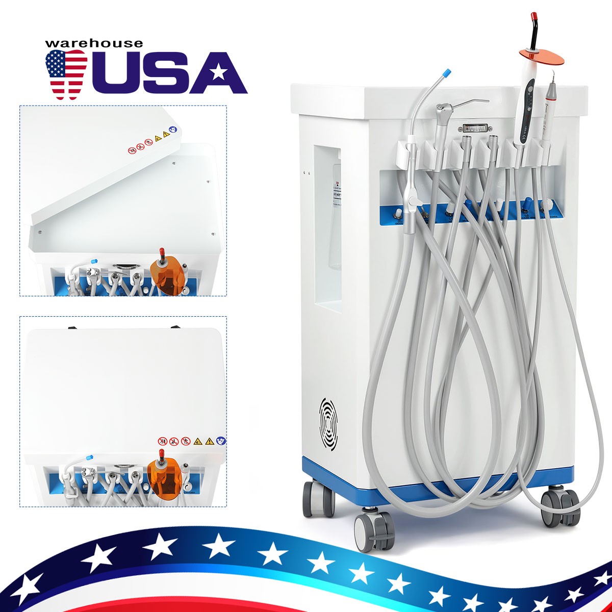 FDA Dental Mobile Delivery Cart Treatment Unit Air Compressor Suction GU-P209