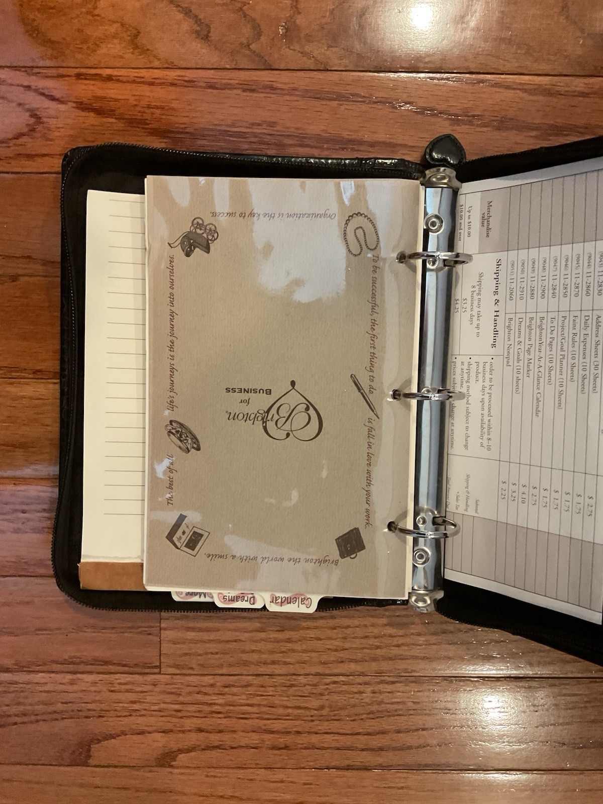 BRIGHTON COLLECTIBLE BLACK LEATHER ZIP AROUND ORGANIZER DAY PLANNER BINDER