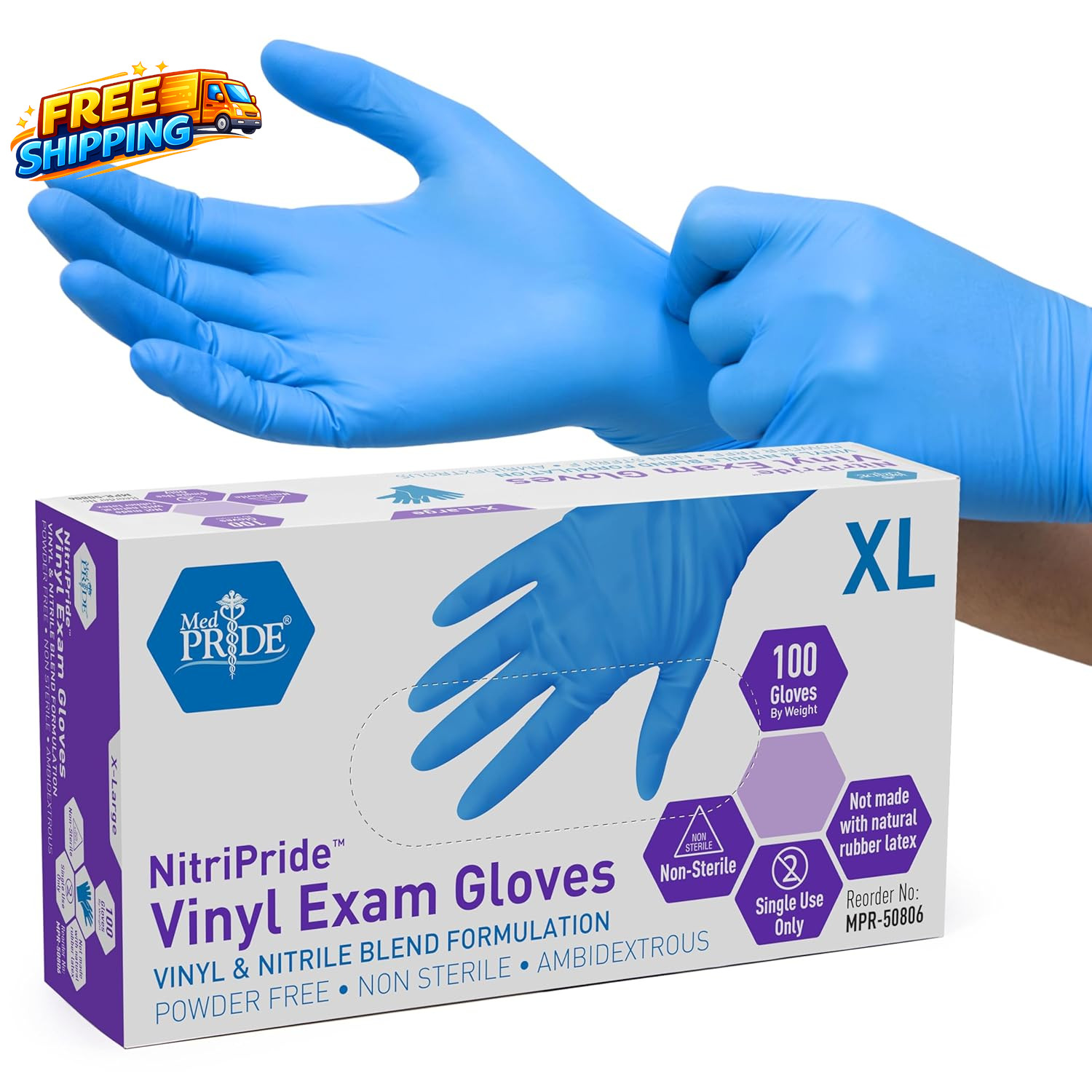 Nitrile/Vinyl Blend Exam Gloves Powder-Free Latex-Free Disposable Non-Sterile