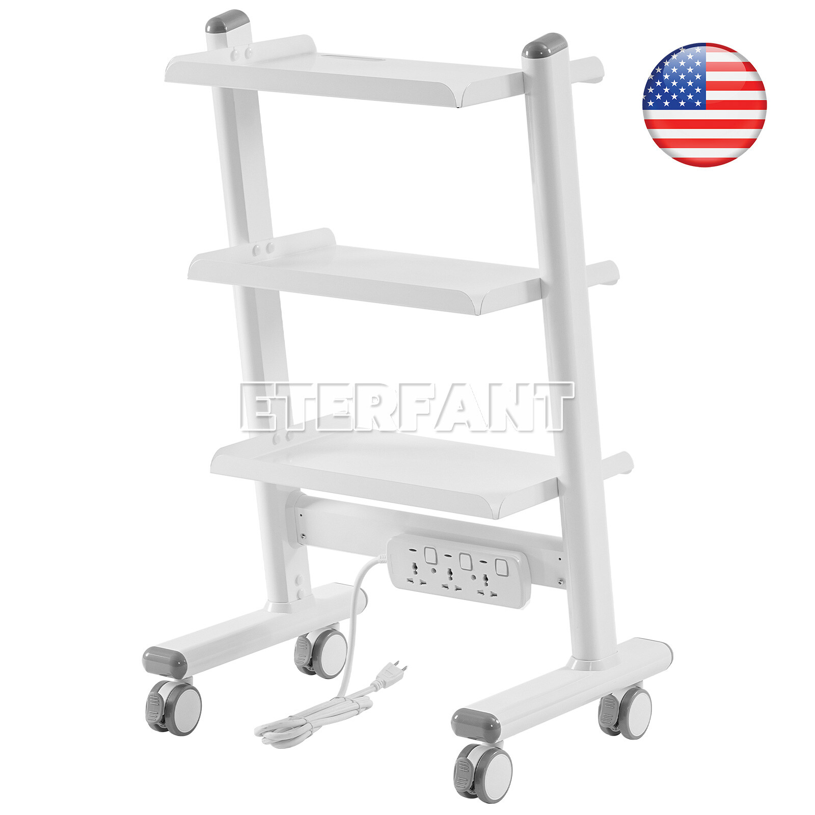 ETERFANT 3 Tiers Dental Trolley Cart Mobile Cart Medical Tool Instrument Cart